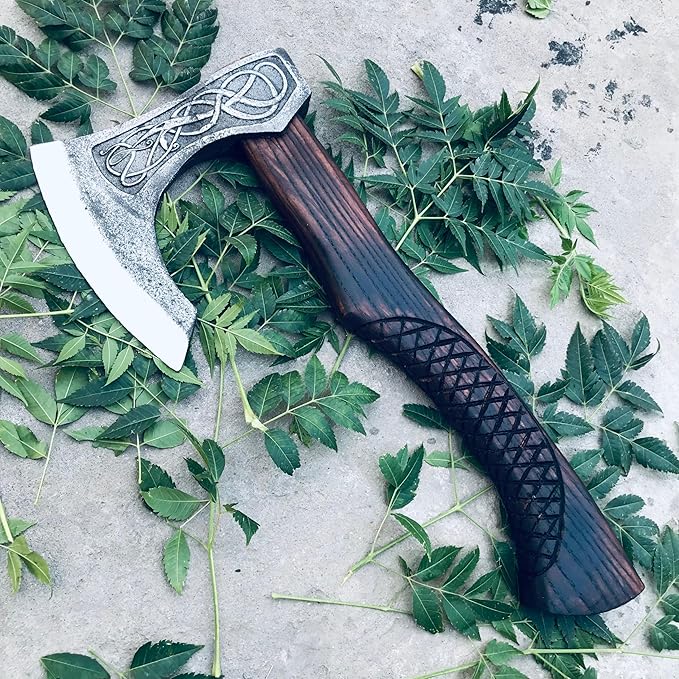 20" Custom handmamde Viking Axe, Battle Axe Real Custom Handmade Real Viking Axe Head, Tomahawk Viking Hatchet Beared Camping Axe Blade, Viking Gift for Him