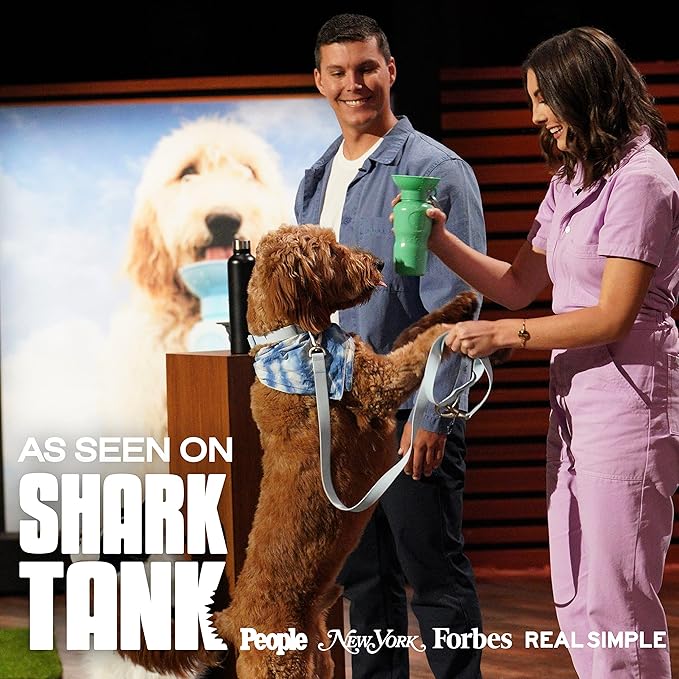 Springer Dog Water Bottle | Portable Travel Water Bottle Dispenser for Dogs | Dog Gift Seen on Oprah's Favorite Things, Shark Tank | Leak-Proof Bottles Fill Bowl with Water | BPA-Free 15oz Sky Blue