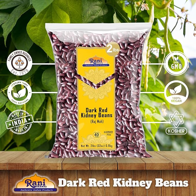 Rani Red Kidney Beans, Dark 32oz (2lbs) 908g ~ All Natural | Vegan | Gluten Friendly | NON-GMO | Kosher | Raj Mah