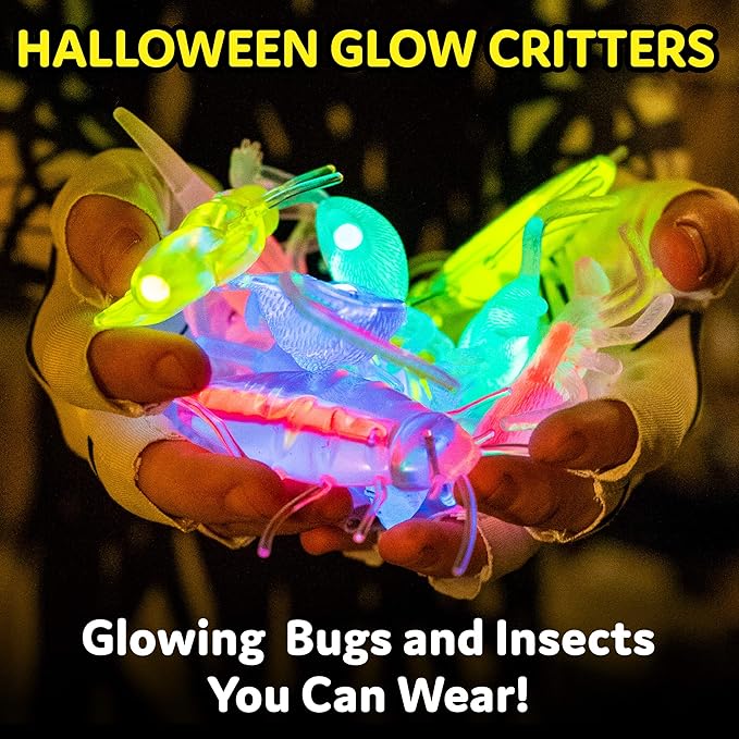 Glow Critters and Halloween Trick or Treat Glow Skeletons and Pumpkins - Glow Sticks Party Favors - Glow in The Dark Party Supplies - 60 Count