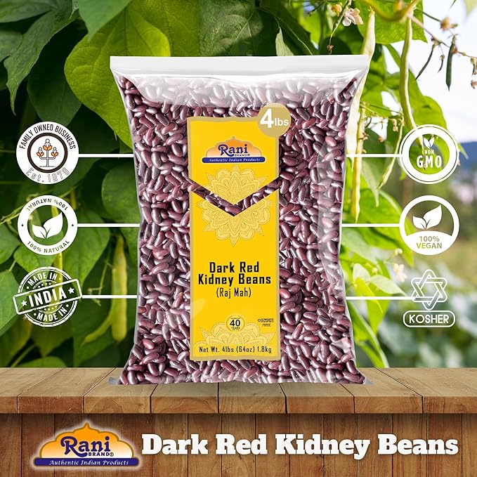 Rani Red Kidney Beans, Dark 64oz (4lbs) 1.81kg Bulk ~ All Natural | Vegan | Gluten Friendly | NON-GMO | Kosher | Raj Mah
