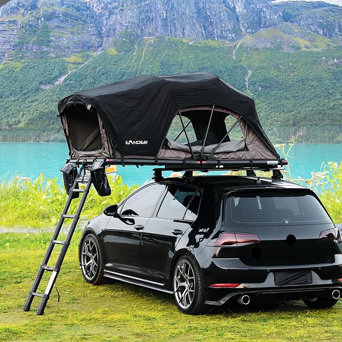 ILANDER Rooftop Tent, Hard Shell, SUV & Truck Camping, Foldable Rooftop Tent with Ladder, Waterproof & UV-Resistant 2-3 Person, 1.4M