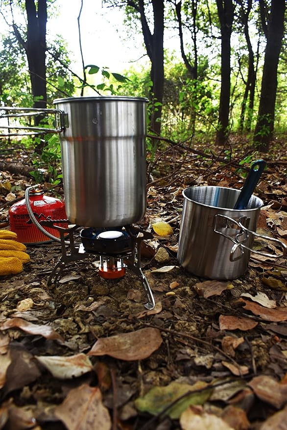 Camping Cups and Mugs Pot 2Pcs -304 Food Grade Stainless Steel - Outdoor Cookware Set with Vented Lid -33oz Big+24oz Small for Backpacking Picnic Hiking