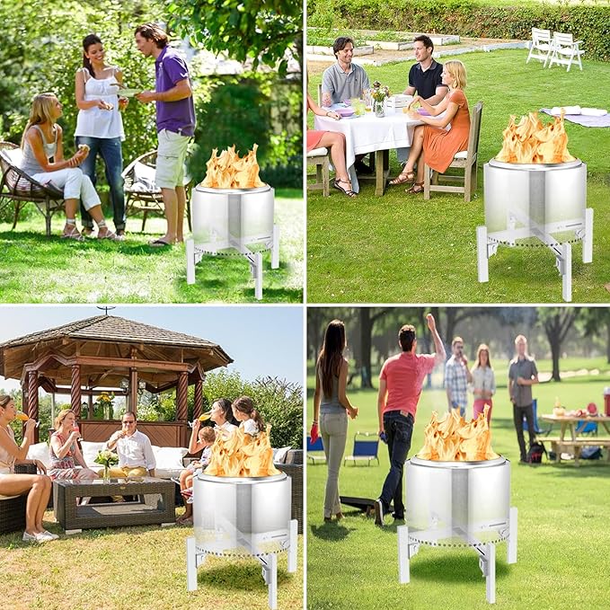 Firepit Stand, Adjustable Fire Pit Stand for Solo Stove Ranger Bonfire Yukon Accessories Foldable Firepit from 15 to 27 inch Stainless Steel Outdoor Camping Fireplace Tools