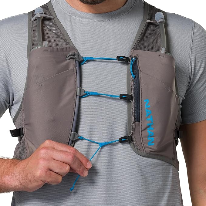 Nathan Hydration Vest - Lightweight, Quick-Fit Fix, Reflective, 4L Storage, Six Pockets, Two 14oz Flasks, Pinnacle Breeze