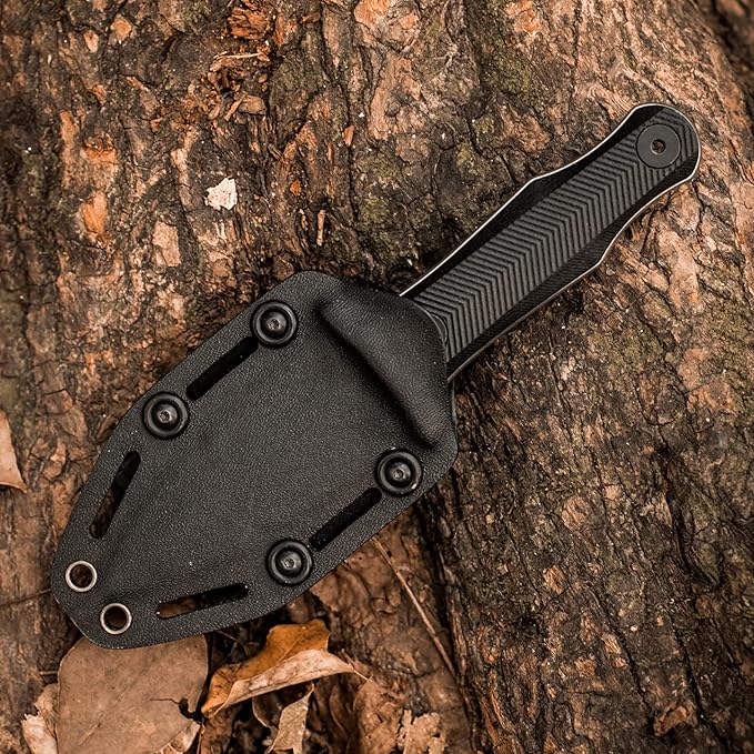 Dispatch Tactical Fixed Blade Knife, 3.89" 8Cr13Mov Steel Blade with Ergonomic G10 Handle, Full Tang Double Edge Survival Knives with Kydex Sheath Horizontal & Vertical for Outdoor Activities