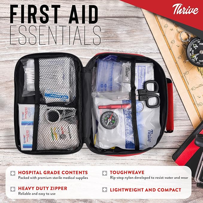Thrive First Aid Kit (154 Pieces) - Family Safe First Aid Bag Packed w/Hospital Grade Medical Supplies ??Emergency kit