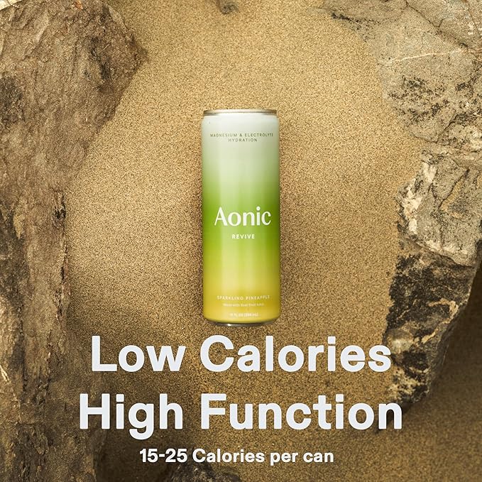 Aonic Revive Sparkling Pineapple ??Magnesium + Potassium Electrolyte Hydration Drink, Delicious Taste, Real Fruit Juice, 12oz (12 Pack)