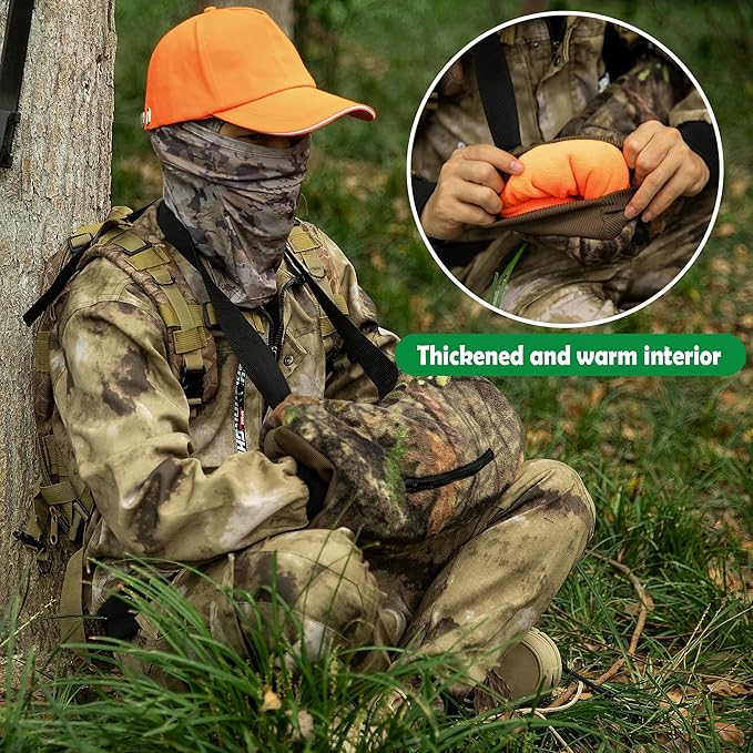 RunNico Camo Hand Muff Warmer - Unisex Camo Hunting Hand Muff - Camouflage Hunting Waist Pouch for Camping, Hiking, Football, Golf Activities