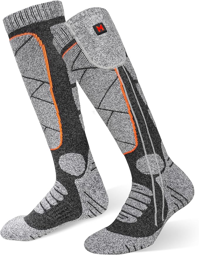 Heated Socks, 5V 6000mAh Rechargeable Heated Socks for Men & Women, Electric Socks with 3 Heating Levels for Winter, Skiing, Hunting, Camping, Hiking, Cycling, Outdoor Work