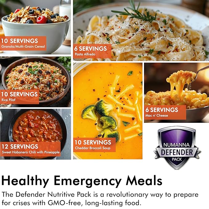 Numanna Defender Nutritive Pack Bucket 2,448 Servings | 12-Months Emergency Food Supply | GMO-Free, Non-Perishable Meals with Organic Grains & Superfoods | Easy to Prepare | Camping & Daily Use