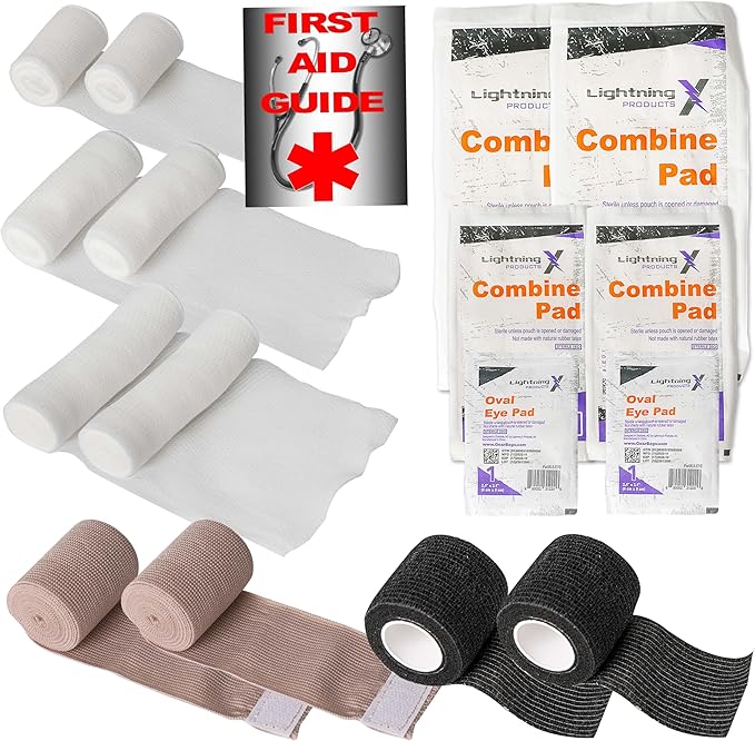 Lightning X Products New Improved Bandages - EMS/EMT Medical Gauze Bandage Refill Kit for First Responder First Aid Kit