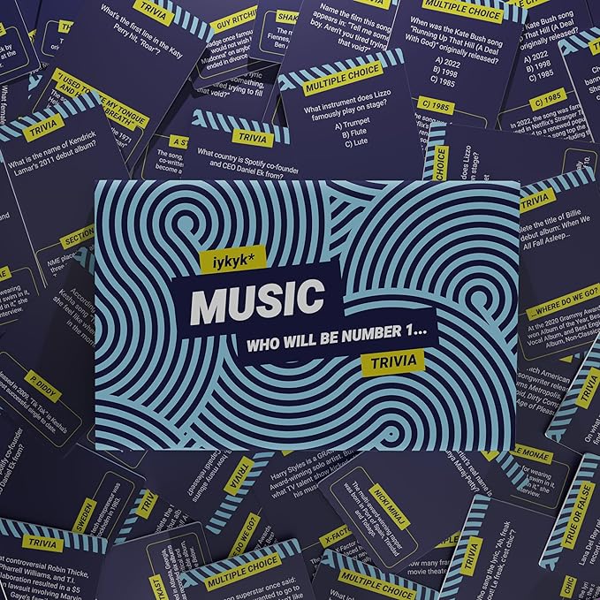 iykyk Music - Ultimate Music Quiz Game - 150 Cards Covering Chart-Topping Artists, Songs & Albums - Twist on Classic Quiz - Ideal for Game Nights and Travel - Show Off Your Musical Knowledge