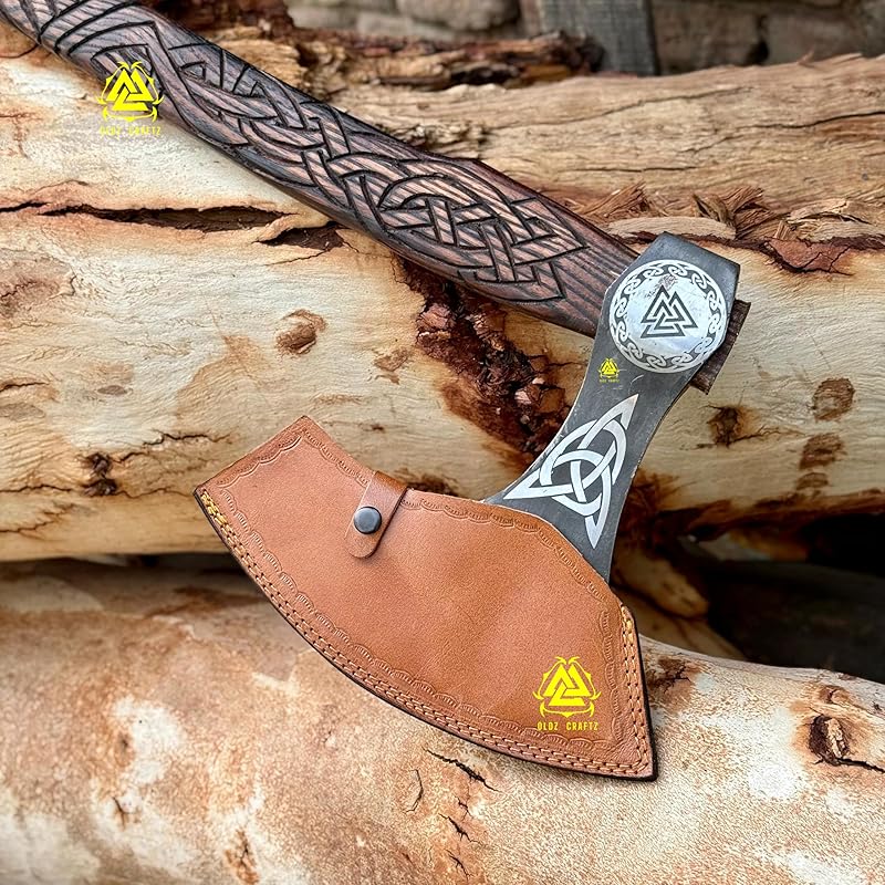/ Two Handed Berserker Axe, Hand Forged Steel Axe, Norse Battle Axe, Scandinavian Style Viking Axe,Viking Bearded Tactical,Functional Viking Battle Bushcraft Axe, History of Viking (Special Edition Axe)