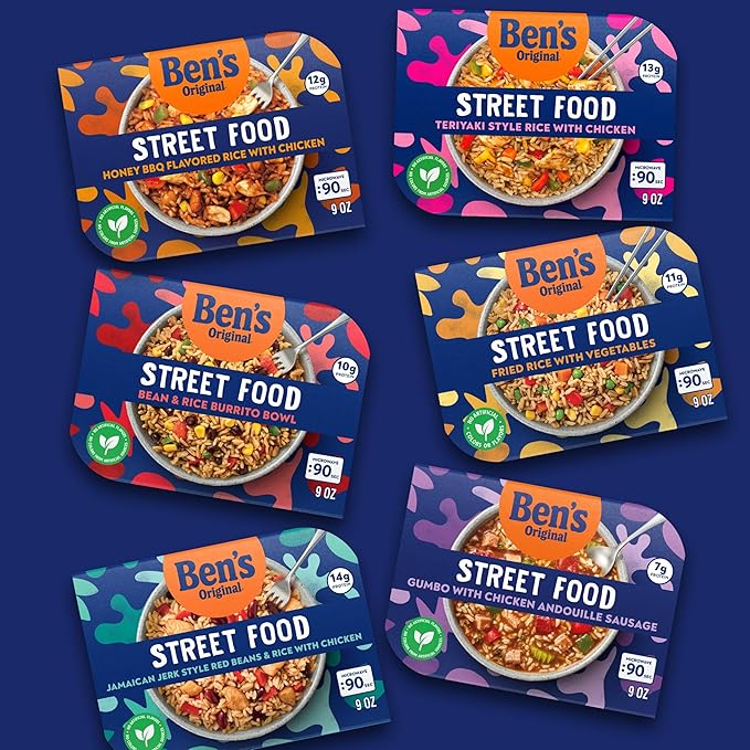BEN'S ORIGINAL Street Food Teriyaki Style Rice with Chicken, Prepared Entrée, Microwave in 90 Seconds, 9 oz (Pack of 6)