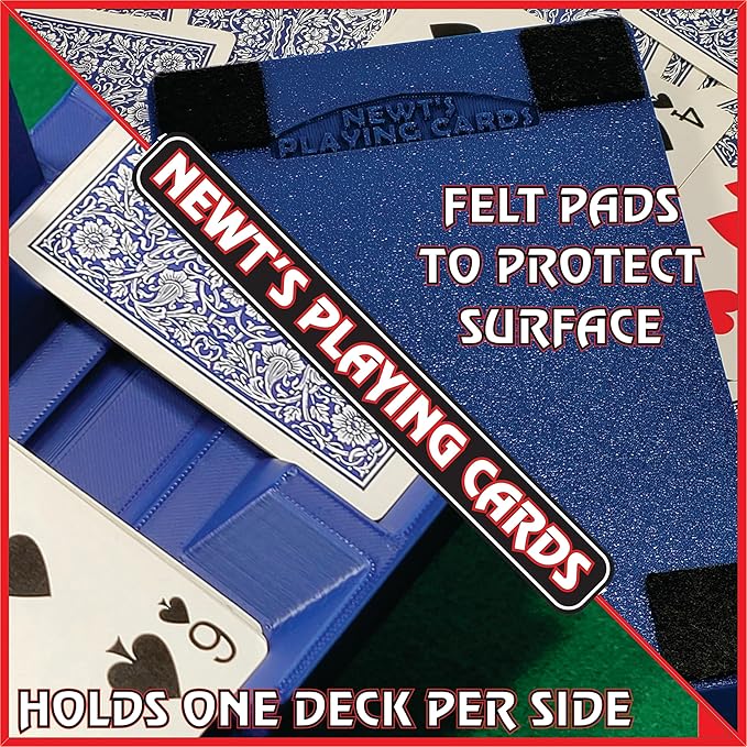 Deluxe Playing Card Tray or Caddy for Card Games Like Canasta, Rummy, UNO and More - Cardian Brand cardholder/Caddy with Felted Bottom - Non-Swivel - Made in USA (Blue)