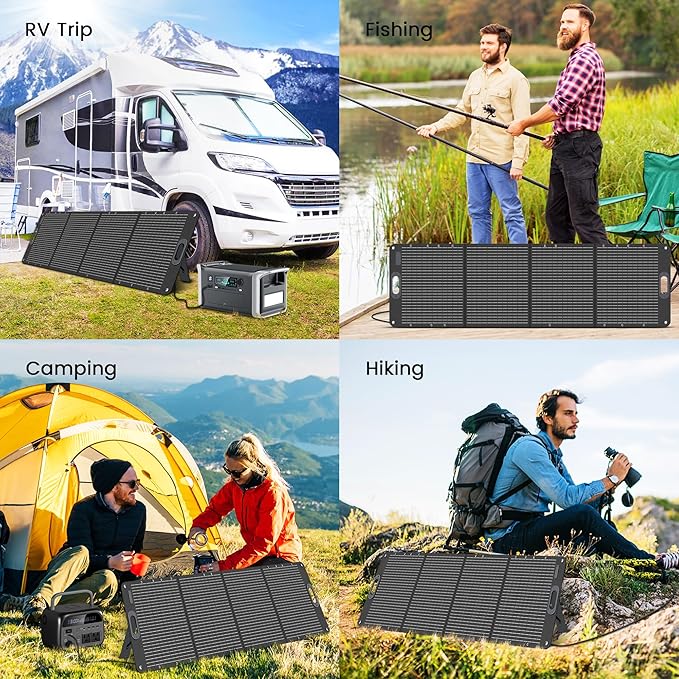 200W Portable Foldable Solar Panel Kit with 23.7% Conversion Rate for Camping Home Backup Power Stations Emergency Power