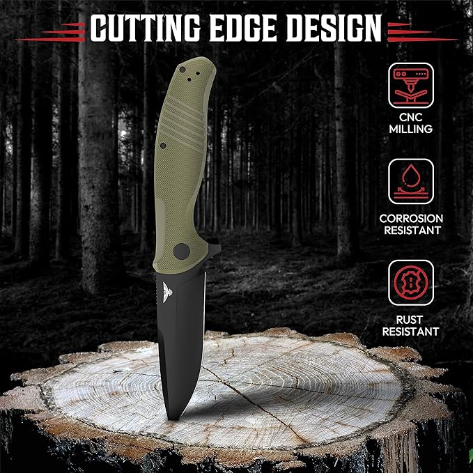 D2 Pocket Knife For Men | Tactical EDC Knife With Case 3.75" D2 Knife Steel Flipper Mens Work Pocket Knife Pocket Knives & Folding Knives EDC For Men
