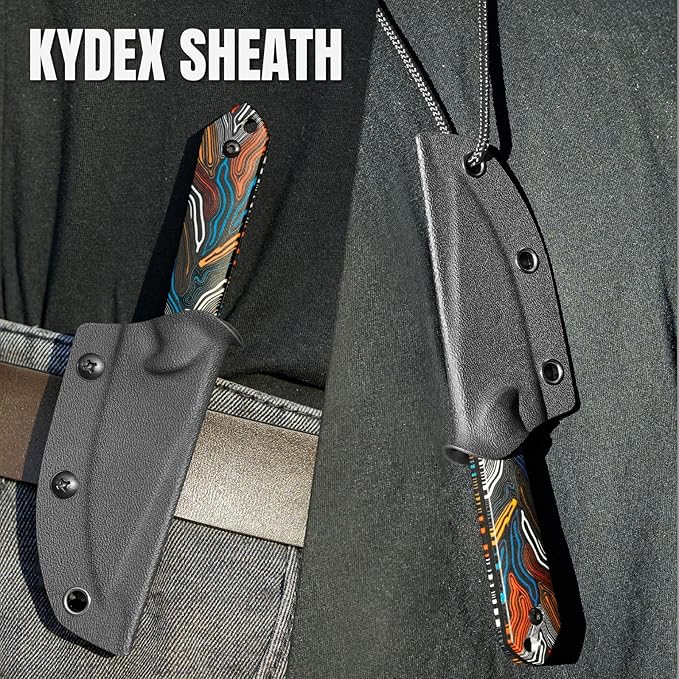 Kizer Mini Harpoon Fixed Blade Knife with Sheath, 3V Blade Hunting Knife with G10 Handle, Camping Fixed Blade Small EDC Knives for Hiking, Survival 1040S6