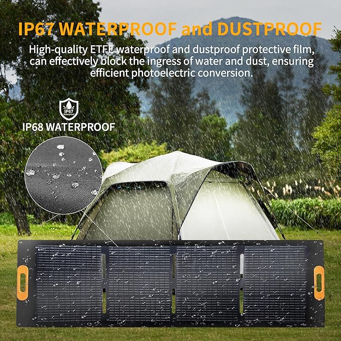 200W Solar Panel, High Efficiency Portable Solar Charger with Kickstand, MC4 Output,3-in-1 DC Connector, IP65 Waterproof for Portable Power Stations,Outdoor Camping, RV, Van, Emergency