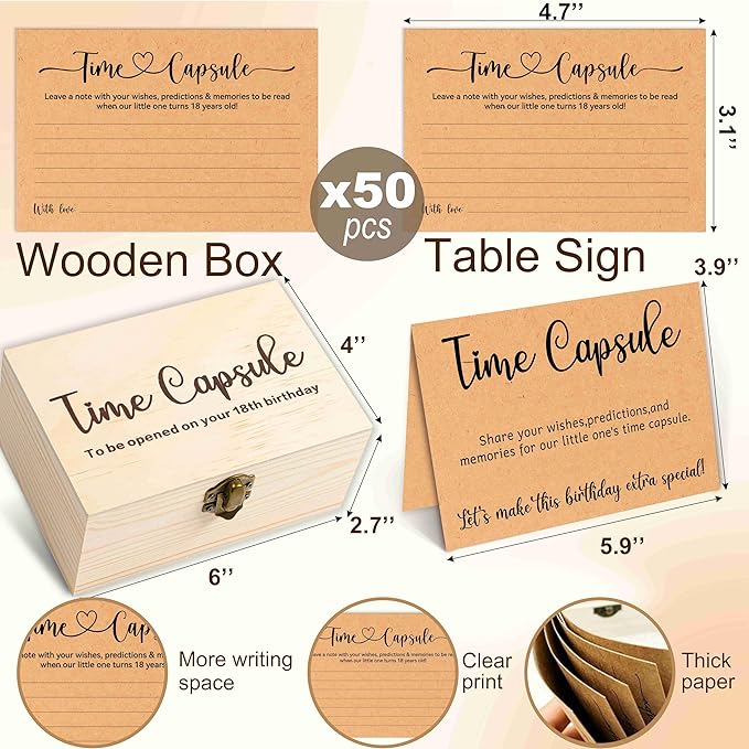 Time Capsule Box 1st Birthday Party Activities, First Birthday Party Games Favors for Girls or Boy, 1st Gifts for Party Decorations