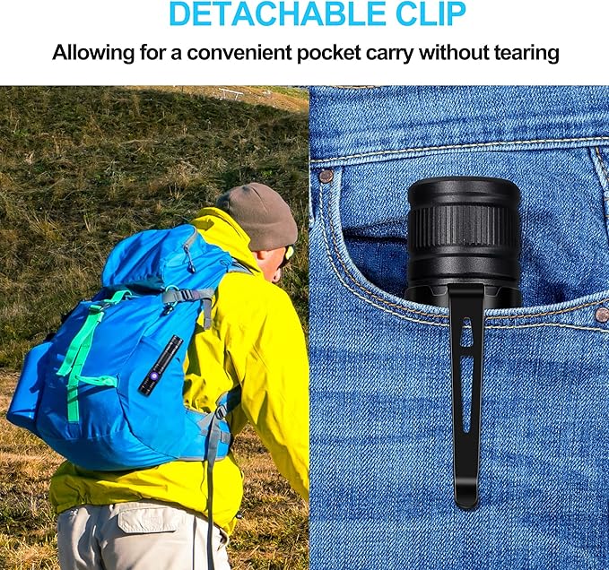 DARKBEAM LED Flashlights Rechargeable USB 2000 High Lumens, Small and Bright Pocket Flashlight, Zoomable Water Resistant Handheld Flash Light for Camping, Outdoor, Emergency with Battery, 2 Pack