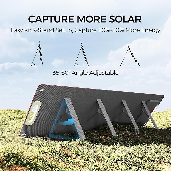 Flashfish 100W 18v Foldable Solar Panel, High-Efficiency Solar Charger with Dc Output & 65W USB.C QC3.0 Port for Portable Power Station, Camping, Travel & Outdoor