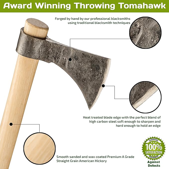 Throwing Axe - Win Your Next Viking Throwing Tomahawk Competition! 19" Hand Forged Hatchet from High Carbon Steel, NMLRA Approved, 100% Guaranteed from Defects