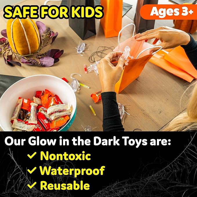 Glow Critters and Halloween Trick or Treat Glow Skeletons and Pumpkins - Glow Sticks Party Favors - Glow in The Dark Party Supplies - 60 Count