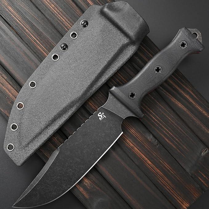 Sitivien ST28 Fixed Blade Knife 7MM Thick N690 Stainless Steel Blade G10 Handle Full Tang EDC Tool Knifes for Outdoor Working Camping Hunting Fishing