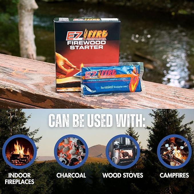 – 10 Pack All-Natural Fire Starters for Campfires, Fire Pits, BBQs & Fireplaces – Long Burning, Weather-Resistant, Non-Toxic + Survival Frog Rechargeable Lighter Kit