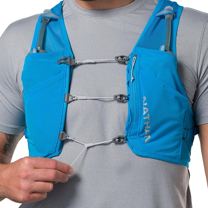Nathan Hydration Vest - Lightweight, Quick-Fit Fix, Reflective, 4L Storage, Six Pockets, Two 14oz Flasks, Pinnacle Breeze