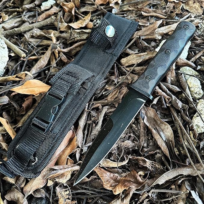 Fixed Blade Knife Hunting Camping Hunting Gear Tool, Survival Kit Fishing Knife Men Stuff Lightweight Handle w/Sheath
