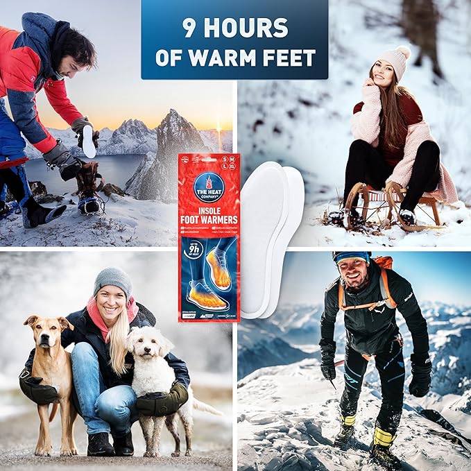 Insole Foot Warmers - 6, 12 or 32 Pairs β S, M, L, XL β 9h of Warmth - Air Activated Feet Warmers - Purely Natural - Toe Warmers for Feet - Insole Foot Warmers for Women & Men