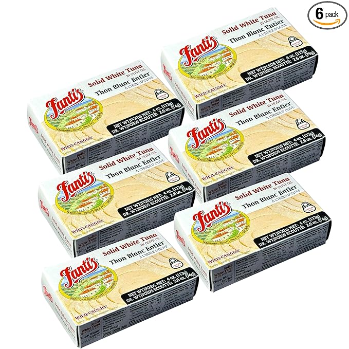 Fantis ??White Tuna in Olive Oil ??Premium Wild-Caught Solid White Tuna Fillets, Mediterranean Style, Made in Spain, High Protein, Keto-Friendly Gourmet Seafood, 4oz, pack of 6