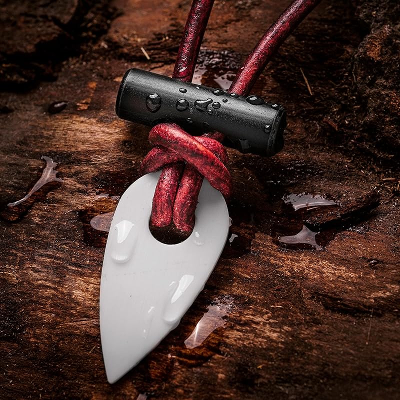 Spark Necklace - Functional & Stylish Fire Starter Necklace, Made In USA, Zirconia & Ferrocerium Pendant Firestarter Tool on Leather Cord, Survival Flint & Steel for Everyday Carry, Men & Women, White