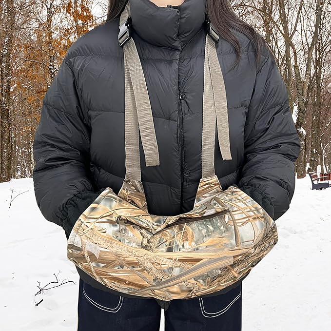 MDSTOP Outdoor Hand Warmer Muff Fits for Hunting, Fly Fishing, Camping, Hiking (New Flannel Camo)