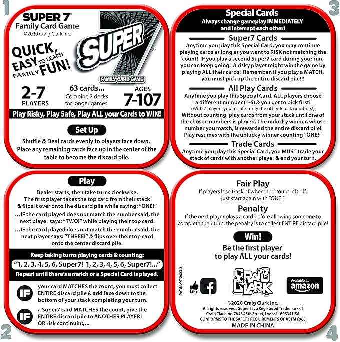 Super 7 Family Card Game Collectible Tin – for Kids and Adults, Family Game Night, Fast Games, Easy to Learn, 2-7 Players, Ages 7 to 107!
