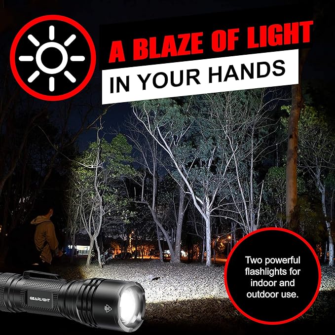 GearLight LED Tactical Flashlights High Lumens - Mini Flashlights for EDC Carry - Compact Powerful Emergency Flashlight Made from Military-Grade Aluminum - Drop Resistant and Water Resistant