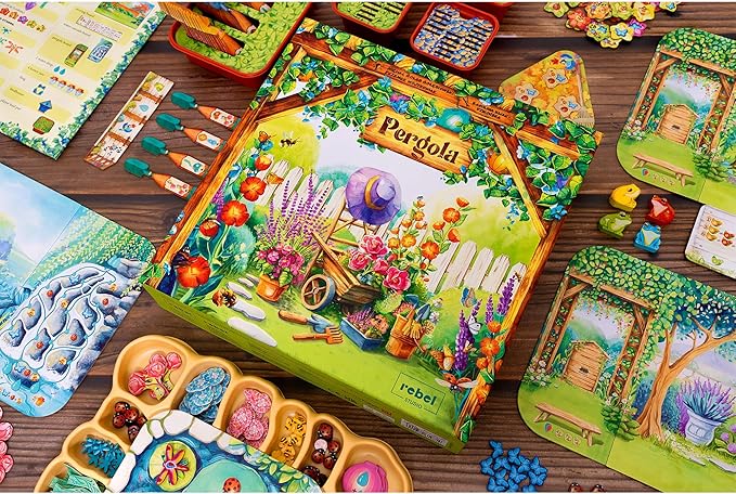 Rebel Studio Pergola Board Game - Euro-Style Gardening Strategy Game with Action Drafting, Tile Placement & Set Collection for Kids & Adults, Ages 10+, 1-4 Players, 45-60 Min Playtime