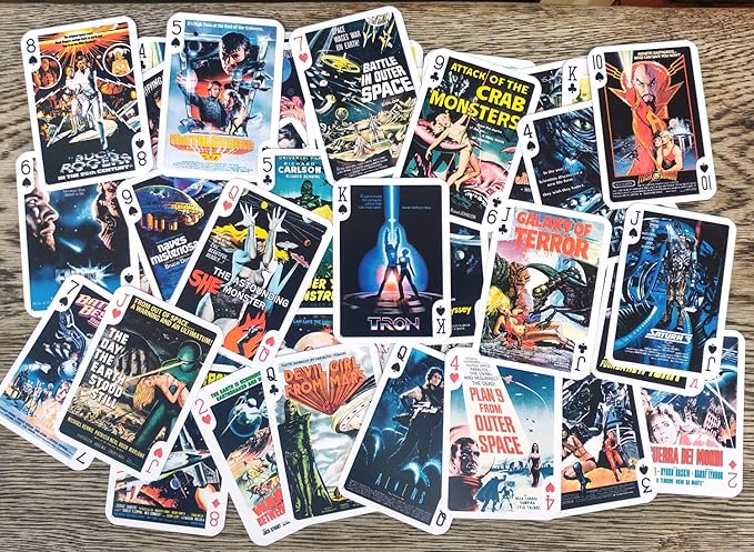 SCI FI Playing Cards (Poker Deck 54 Cards All Different) Vintage Sci Fi Trash Movie Poster Aliens Robots Space