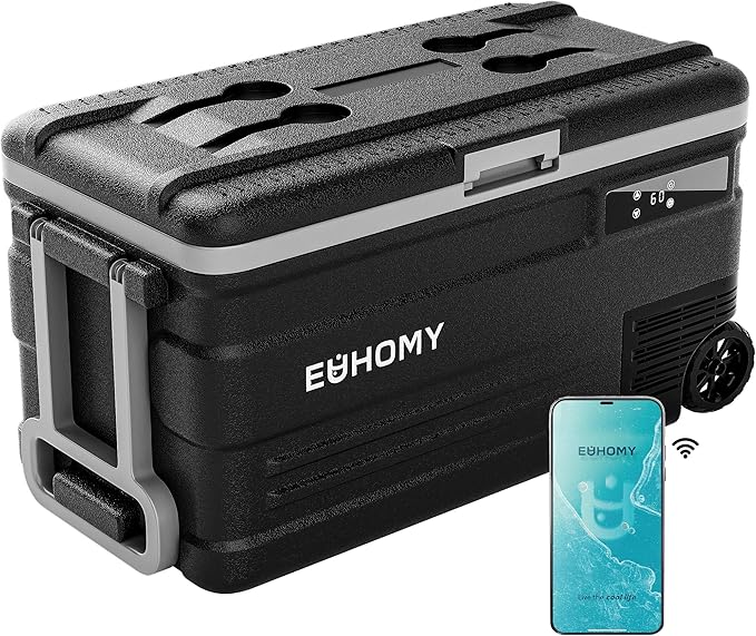 EUHOMY 12 Volt Refrigerator, 80QT(75L) 12V Fridge, Electric Cooler APP Control, Car Fridge 12/24V DC 100-240V AC, Car Refrigerator 0℉~68℉, 12 Volt Cooler for Camping, Trip, Truck, Boating, Outdoor