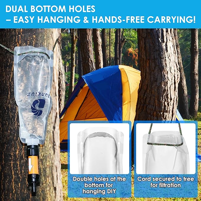 Filter Collapsible Water Bottles, 1L Canteens (32oz), Foldable Water Container for Traveling, Hiking, Camping, Backpacking - Lightweight, Reusable, Clear Design(6 Pack)