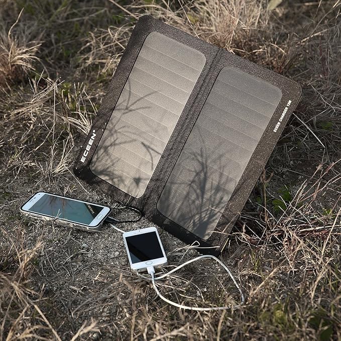 Solar Phone Charger for iPhone, ECEEN 13W Portable Solar Charger with Kickstand for iPhones, Smartphones, Tablets, GPS Units, Speakers, Gopro Cameras, and Other Devices Camping Gadgets Emergency Kit