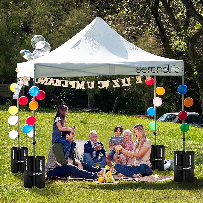 Pop Up Canopy Tent 10x10 - Commercial Instant Shelter Foldable/Collapsible Sun Shade Canopy Pop Up Tent w/Waterproof Tent Top, Portable Carry Bag & Sand Bag - SereneLife SLGZ10W (White)