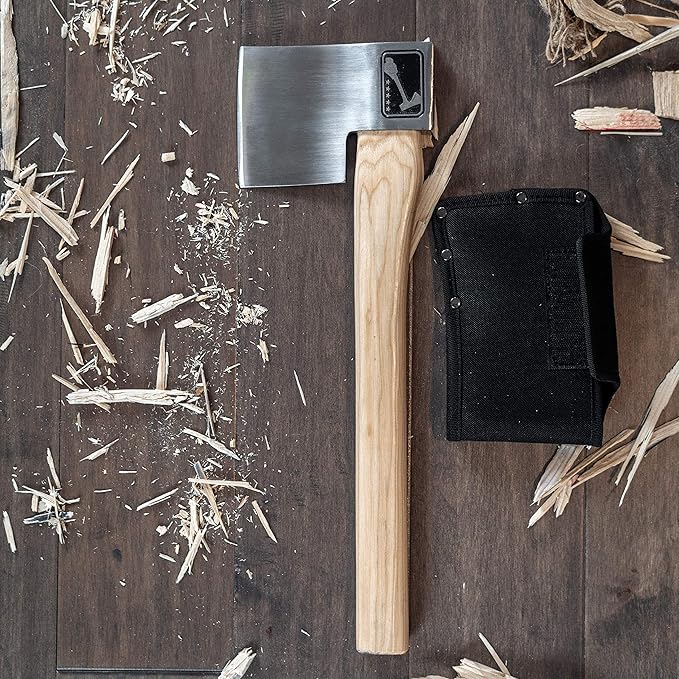 The Butcher: World Axe Throwing League Premium Competition Throwing Axe with Throwing Hatchet Nylon Sheath and Hickory Wooden Handle (Patented Design)
