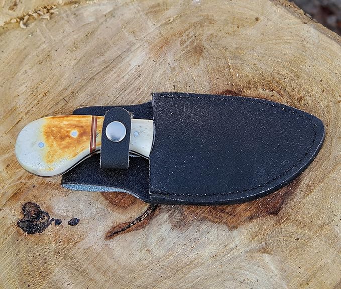 METAL OF HONOR Fixed Blade Knife, All in One Skinning Knife with Gut-Hook, for Hunters and Outdoors Enthusiasts with Sheath,Full Tang handmade knife with Bone Handle