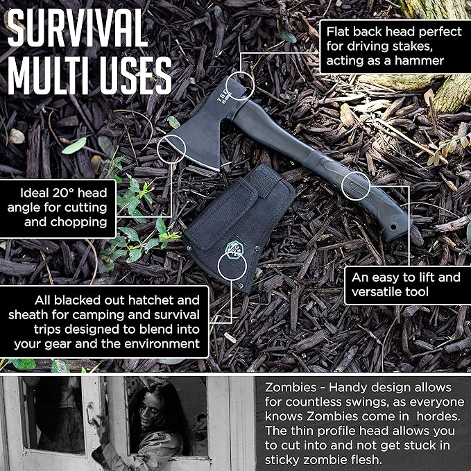 Camping Axe - Camping Hatchet with Sheath -Survival Throwing Axe - Survival Hatchets for Camping and Chopping Wood - Tactical and Survival Hatchet - Bushcraft Axe for Camping