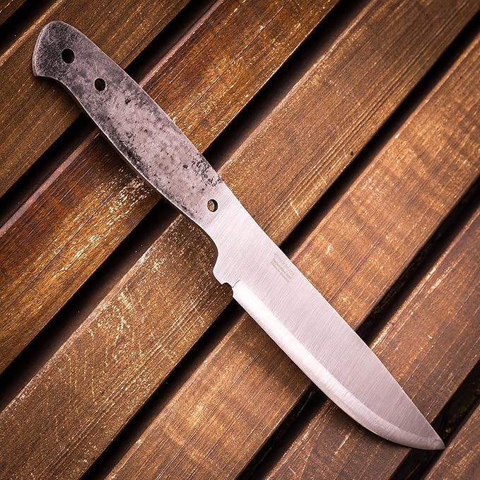 BPS Knives Blank Adventurer - Full-Tang Blank Knife for Knifemaking- Carbon Steel 1066 Blade - Scandinavian Scandi Grind Knife Blank - DIY Knives Making Blades