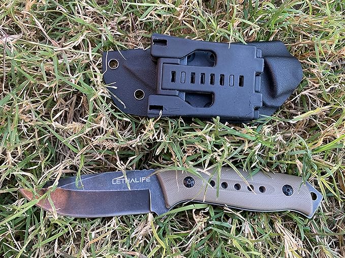 Tactical Fixed Blade Hunting Knife - Full Tang, Coyote Brown